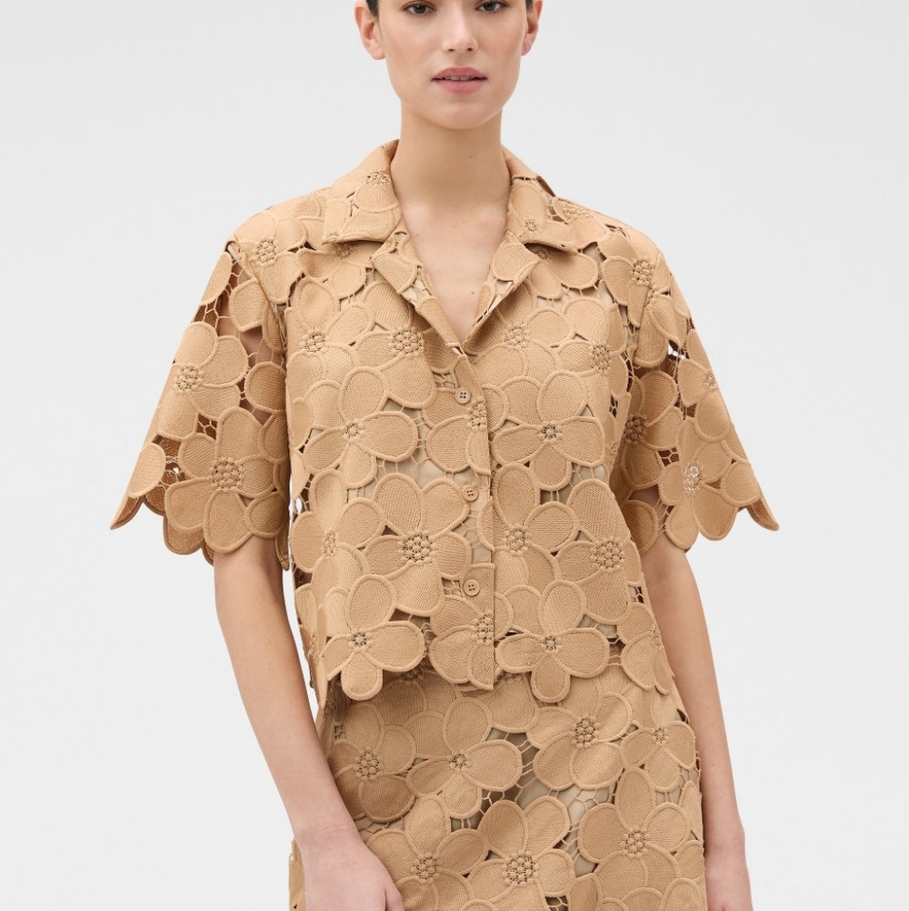 Oroton Poppy Lace Crop Shirt